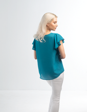 Load image into Gallery viewer, Teal Flutter Sleeve Top- FINAL SALE