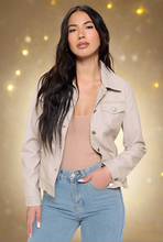 Load image into Gallery viewer, Faux Leather Cargo Jacket in Cream