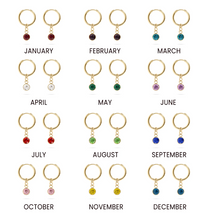 Load image into Gallery viewer, 18KT Gold PVD Birthstone Huggie Earrings