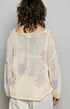 Load image into Gallery viewer, Cream with Lavender Daisies Crocheted Sweater