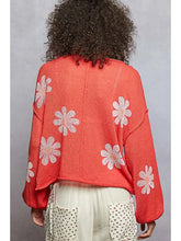 Load image into Gallery viewer, Coral with Daisies Crocheted Sweater