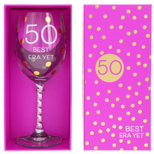 Load image into Gallery viewer, 50th Birthday 16 oz Crystal Wine Glass-Boxed Gift