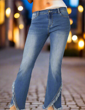 Load image into Gallery viewer, EverStretch Flare with Crossover Fringe Bottom Jeans