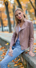 Load image into Gallery viewer, Taupe Liquid Leather Jacket by Clara Sunwoo