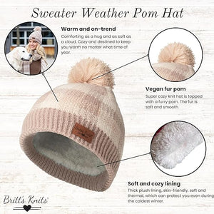 Tan Sweater Weather Pom Hat