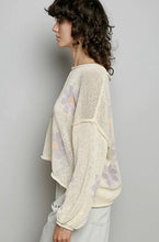 Load image into Gallery viewer, Cream with Lavender Daisies Crocheted Sweater