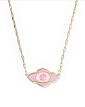 Load image into Gallery viewer, Abbie Medallion Gold Short Pendant Necklace Gold - Pink Mix