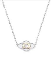 Load image into Gallery viewer, Abbie Medallion Gold Short Pendant Necklace Rhodium - White Mix