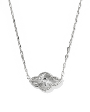 Load image into Gallery viewer, Abbie Medallion Gold Short Pendant Necklace Rhodium - White Mix