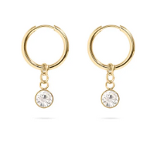 Load image into Gallery viewer, 18KT Gold PVD Birthstone Huggie Earrings