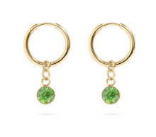 Load image into Gallery viewer, 18KT Gold PVD Birthstone Huggie Earrings