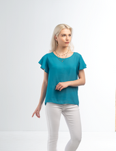 Load image into Gallery viewer, Teal Flutter Sleeve Top- FINAL SALE