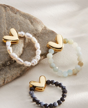 Load image into Gallery viewer, Beaded Ring with Heart Charm