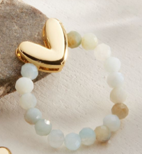 Load image into Gallery viewer, Beaded Ring with Heart Charm