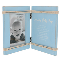 Load image into Gallery viewer, Beautiful Baby Boy 5.5" x 7.5" Hinged Sentiment Frame