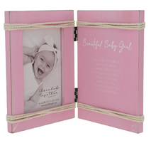 Load image into Gallery viewer, Beautiful Baby Girl 5.5" x 7.5" Hinged Sentiment Frame