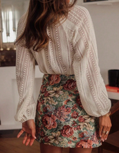 Load image into Gallery viewer, Beige Lace Knit Button Front Top
