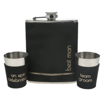 Load image into Gallery viewer, Best Man One 8 oz Flask and Two 1.5 oz Shot Glasses