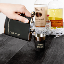 Load image into Gallery viewer, Best Man One 8 oz Flask and Two 1.5 oz Shot Glasses