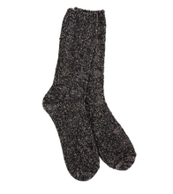 Load image into Gallery viewer, Weekend Ragg Cable Crew Socks - Vanilla Confetti & Black Confetti