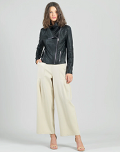 Load image into Gallery viewer, Black Liquid Leather Drape Neck Jacket by Clara Sunwoo