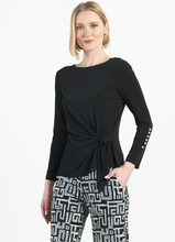 Load image into Gallery viewer, Pearl Cuff Side Waist Tie Top Black