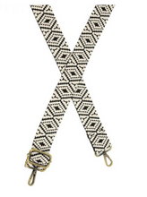 Load image into Gallery viewer, Black and White Diamond Woven Purse Strap