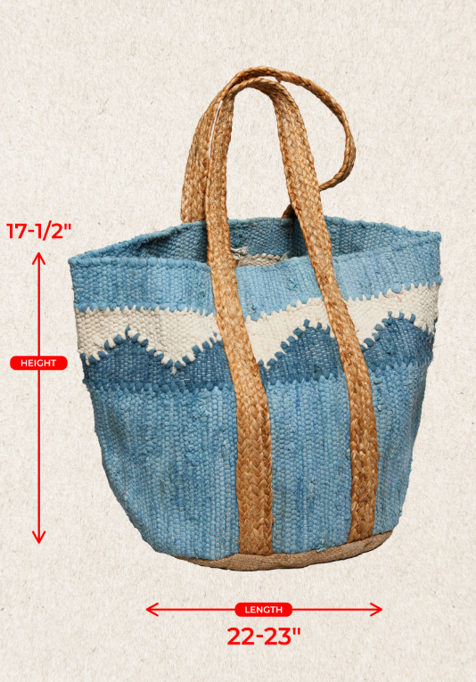 Laugh style BIG totebag／jute×denim Laugh BIG shoulder／Quality