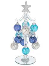 Load image into Gallery viewer, Blue & White Glass Christmas Tree w/ Ornaments