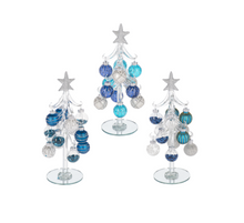 Load image into Gallery viewer, Blue & White Glass Christmas Tree w/ Ornaments