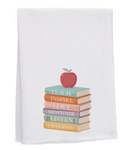 Load image into Gallery viewer, Book Stack With Apple Tea Towel
