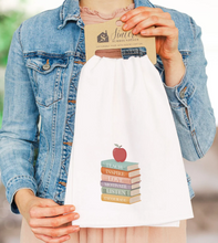 Load image into Gallery viewer, Book Stack With Apple Tea Towel