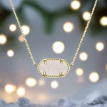 Load image into Gallery viewer, Boxed Elisa Iridescent Drusy Necklace Gold or Silver