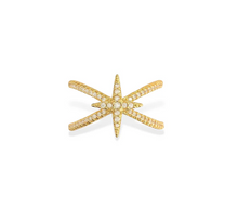 Load image into Gallery viewer, CZ Starburst Ring Gold - Star of Bethlehem size 7-7 1/2