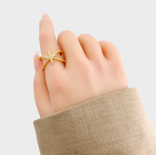Load image into Gallery viewer, CZ Starburst Ring Gold - Star of Bethlehem size 7-7 1/2
