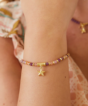 Load image into Gallery viewer, Starfish Stretch Bracelet 4mm Ruby/Sun Stone