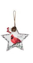 Load image into Gallery viewer, Cardinal Plaid Star Ornament
