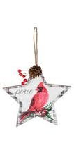 Load image into Gallery viewer, Cardinal Plaid Star Ornament
