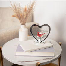 Load image into Gallery viewer, Cardinals Appear 5" Glass Heart Tea Light Holder