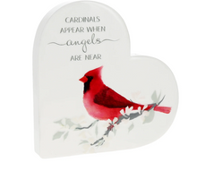 Load image into Gallery viewer, Cardinals Appear 5" Ceramic Heart Plaque