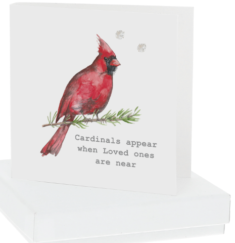 Cardinals Appear Card with Sterling Silver Earrings
