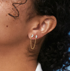Cassia Silver Chain Stud Earrings