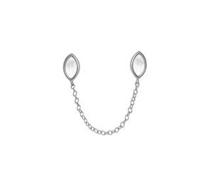 Cassia Silver Chain Stud Earrings