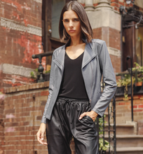 Load image into Gallery viewer, Charcoal Liquid Leather Jacket by Clara Sunwoo