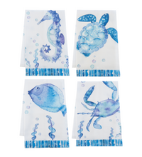 Load image into Gallery viewer, Coastal Sea Life Fish Tea Towel