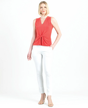 Load image into Gallery viewer, Coral V Neck Front Tie Top-50% off Final Sale