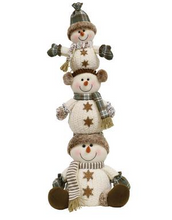 Load image into Gallery viewer, Cozy Brown Snowman Stack 30 Inches High