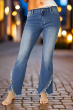 Load image into Gallery viewer, EverStretch Flare with Crossover Fringe Bottom Jeans