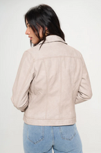 Load image into Gallery viewer, Faux Leather Cargo Jacket in Cream