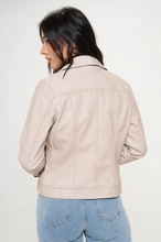 Load image into Gallery viewer, Faux Leather Cargo Jacket in Brown Washed
